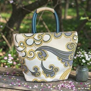Emilio Pucci Cream and Gold Swirl Tote
